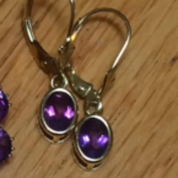 14k Gold and Amethyst Earrings - Picture 5 of 5
